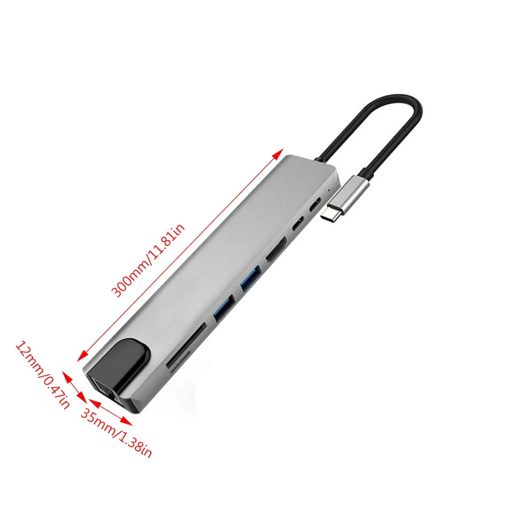 8 в 1 usb-хаб C концентратор для Мульти USB 3,0 адаптер док-станция для MacBook Pro Аксессуары USB-C type C RJ45 Ethernet Micro SDTF OTG адаптер