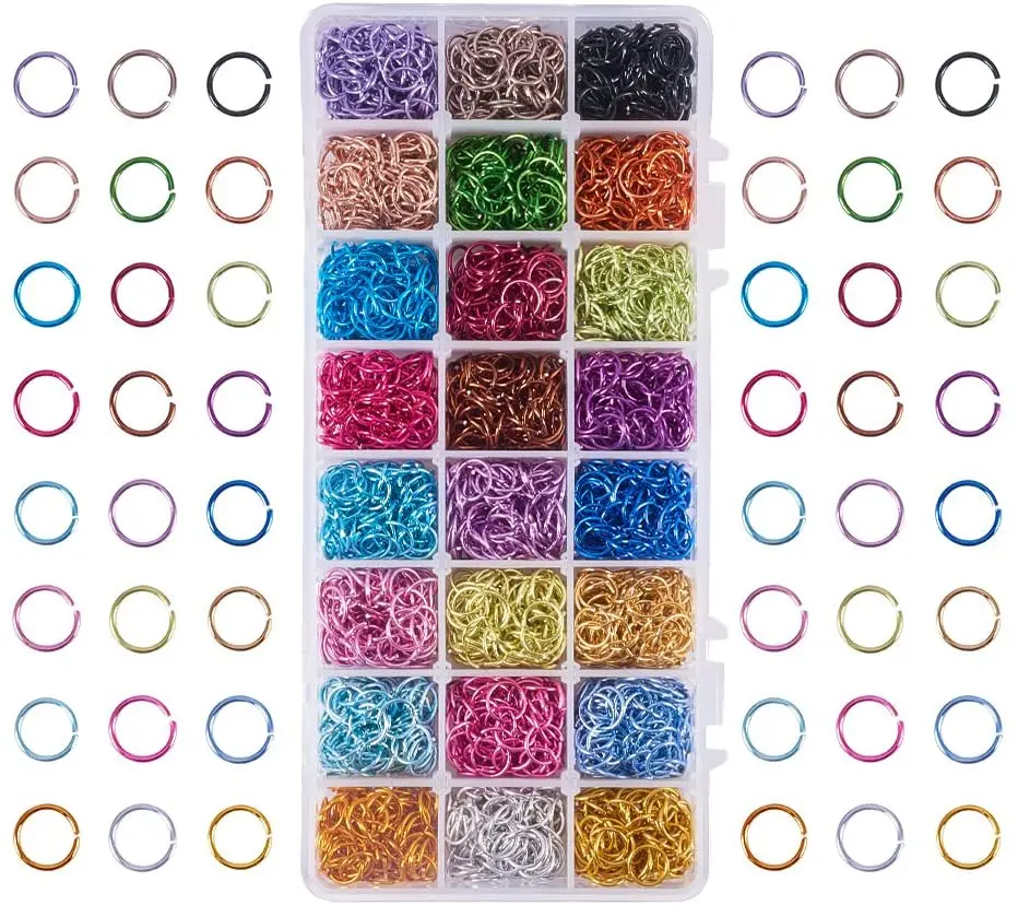 Anneaux de saut ouverts en aluminium, 24 couleurs, 10mm, 2400 pièces, pour bricolage, colliers ras du cou, Bracelet, chaîne, Maille, fabrication de bijoux