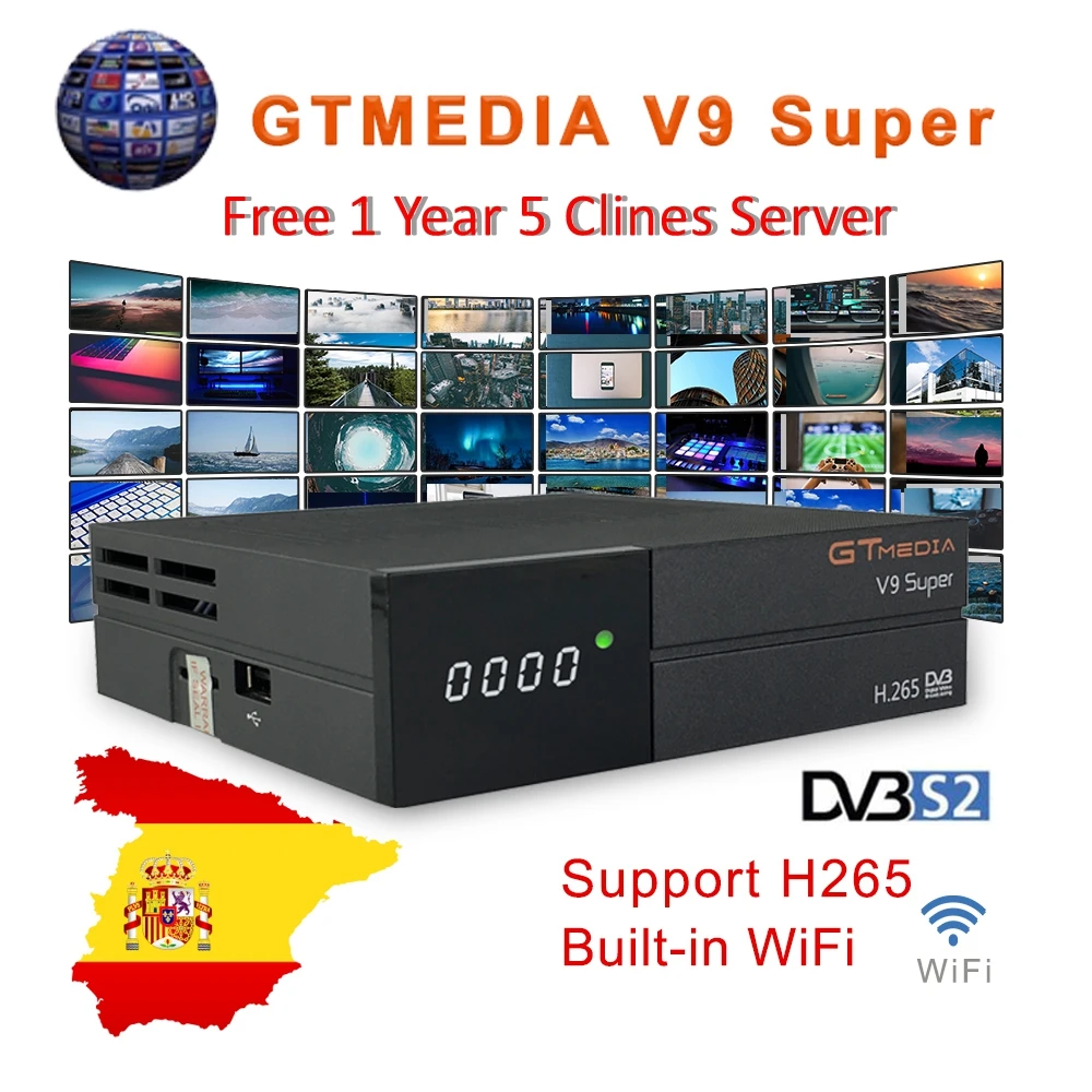 GT медиа V9 супер DVB-S2 спутниковый ТВ приемник спутникового декодер Поддержка PowerVu Biss Key Newca эмалированный около линии Youtube V8 V9 супер