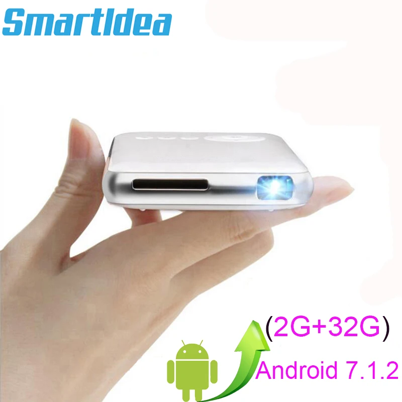 Светодиодный мини проектор SmartIdea Android 7.1.2 5000 мАч Wi Fi Bluetooth DLP 1080P Поддержка AirPlay Miracast