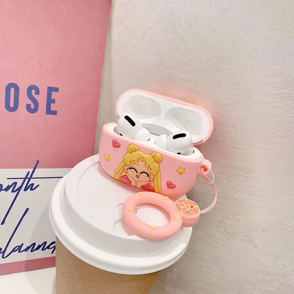 Smile Girl Для AirPods Pro Чехол 3D милый кот для разделывания свиньи, утки Kawaii аниме мультфильм чехол для наушников для AirPods 3 Мягкий защитный чехол с крючок карабина - Цвет: Smile Girl