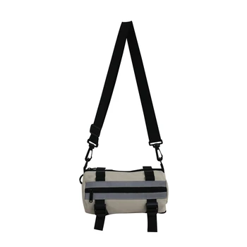 

PUBGS Fashion Shoulder Crossbody Bag Unisex Canvas Bag Individuality Simple Casual Style Reflective Stripe Waterproof Portable