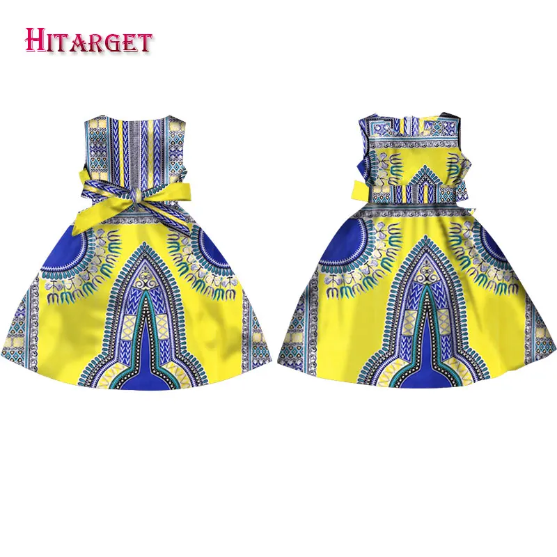 Модные африканские платья для девочек; Vestidos Kanga; одежда с принтом Дашики в африканском стиле; платье трапециевидной формы без рукавов; Java; WYT57 - Цвет: 3