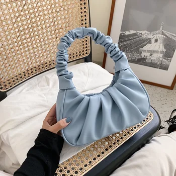 

Folds Design Small PU Leather Shoulder Bags For Women 2020 Elegant Handbags Female Travel Totes Lady Fashion Hand Bag