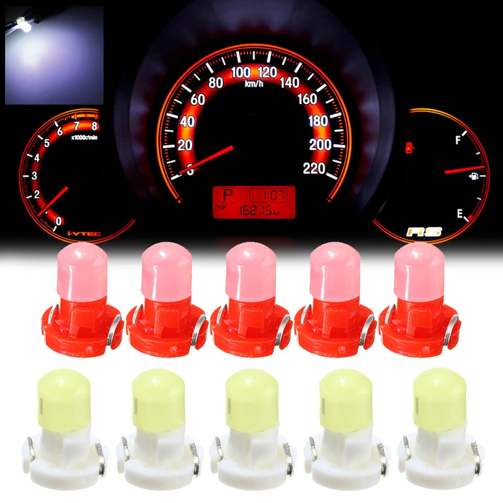 

10pcs T3 LED Neo Wedge Dashboard Instrument Cluster Climate Lights Car Panel Gauge Dash Bulbs Warning Indicator White/Red Lamp