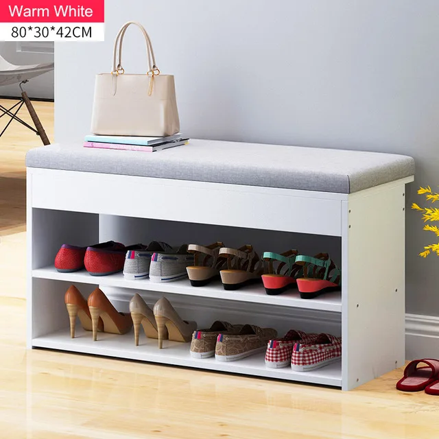 B Nordic Creative Entrance Shoe Bench Storage Stool Multi-function Double-layer Shoe Rack Living Room Sofa Stool - Цвет: B