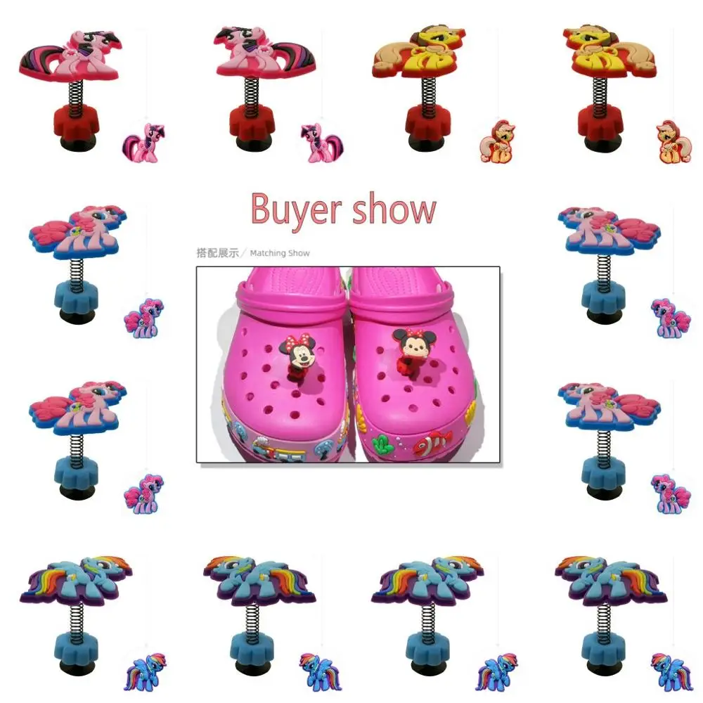 

1pc Ranbow Horses Standing Flat Spring shoe charms PVC shoe accessories shoe decoration for croc jibz Kids Party X-mas Gift