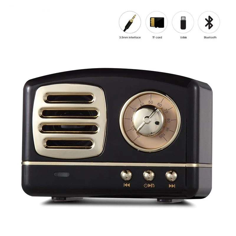 Portable Bluetooth Speaker Retro Mini Wireless USB/TF Card Music Player HIFI Subwoofer Color | Электроника