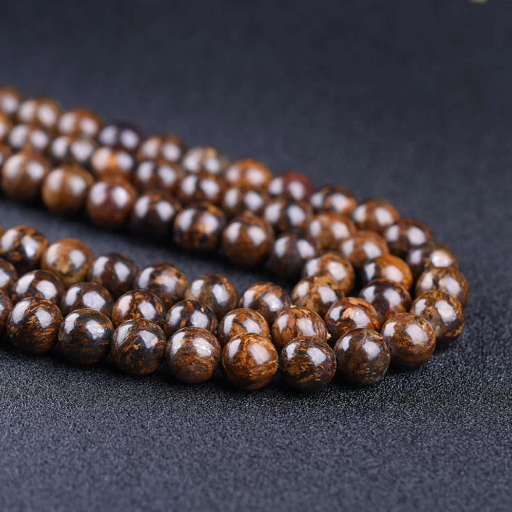 Natural bronzite Jasper 4-12mm round Gemstone beads for 925 sterling silver Jewelry Making Necklace Bracelet 15inch ICNWAY