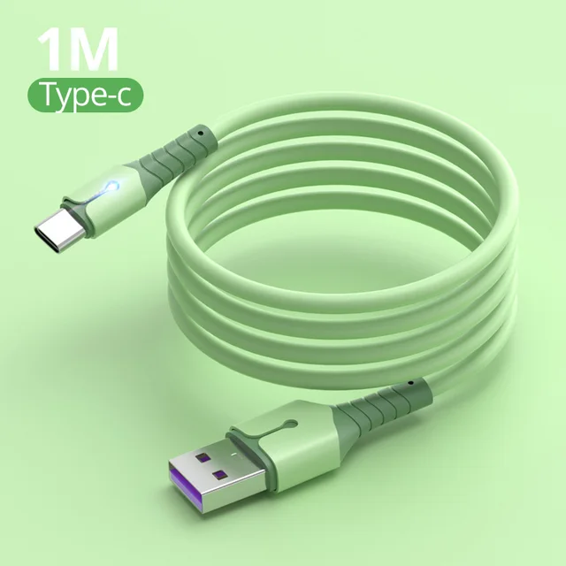 ANKNDO Usb C Cable 3A Fast Charging For Phone Type C Cable For Samsung Huawei Xiaomi Soft Tape Light Usbc Type-C Usb Data Cord green