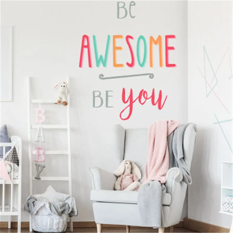 

Be Awesome Be You Inspirational Quote Phrase Wall Stickers For Kid Room Living Room Decorative Quote Saying Office Decal Murals