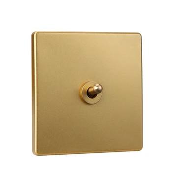 

Gold 1-Gang High Quality Vintage Brass Lever Toggle Switch Panel Home Improvement Hotel Loft Champagne Wall Light Switch