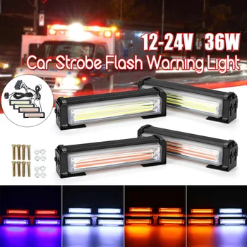 

2020 Universal 4Pcs 12V-24V Car COB Strobe Flash Warning Lights 36W One For Four Car FlashingLight