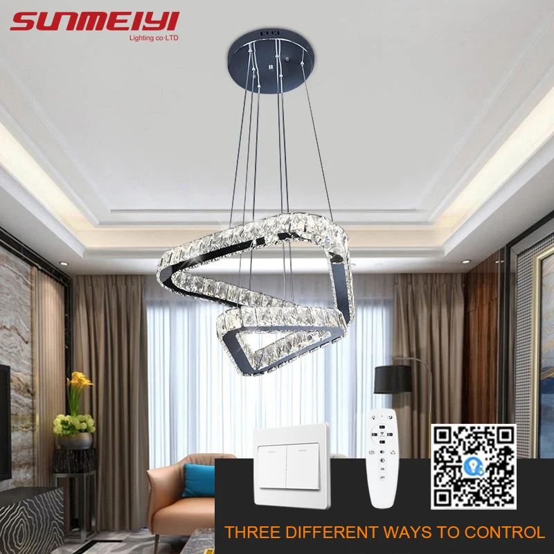

Dimmable LED Chandeliers Modern Crystals Hanging Chandelier Rings APP Control Smart Lamp For Living room Kitchen lustre retro