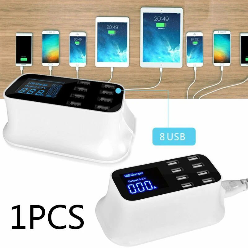 8 портов док-станция для зарядки с USB Смарт ЖК-дисплей индикатор смартфон комплект передач