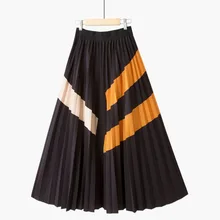 Горячая Miyake модная Лоскутная Высокая талия ретро плиссированная юбка