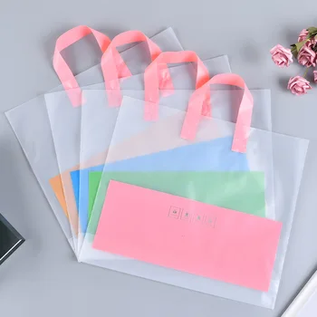 

10/50pcs Thick Large Plastic Bags Frosted fashion clothing store Shopping Jewelry Packaging Bags Plastic Gift Bag With Handle