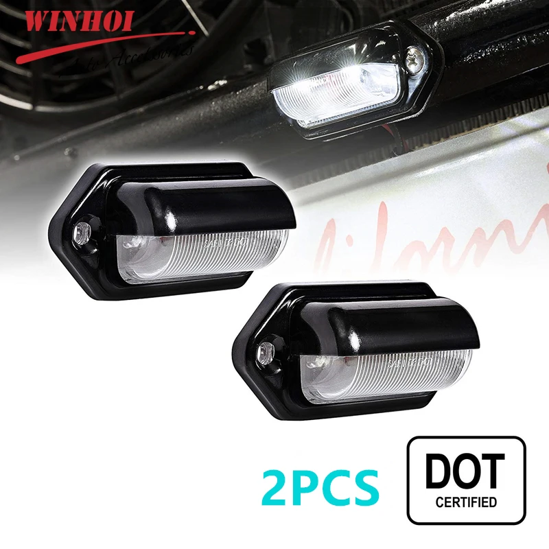 

2pcs Car License Plate Light 6LED 12V 24V Universal For Trailers Trucks Lorries Van Caravans Taillight Side Marker Light Lamp