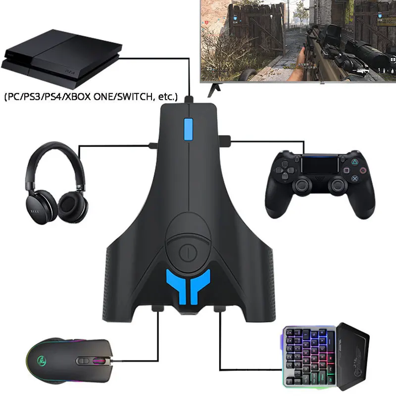 PS4 Xbox Keyboard Mouse Adapter Support Headphone Jack Custom Button Converter Box PS4 Xbox One Nin