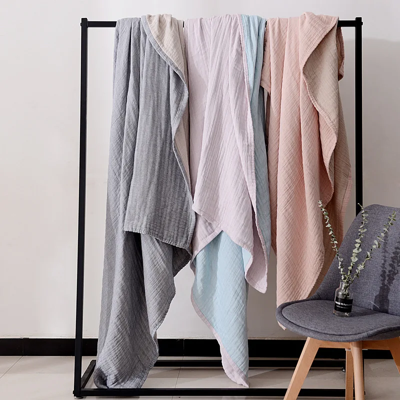 

100% Cotton Muslin Blanket Bed Sofa Travel Breathable Simple Japanese Style Solid Large Soft Throw Blanket Para Blanket