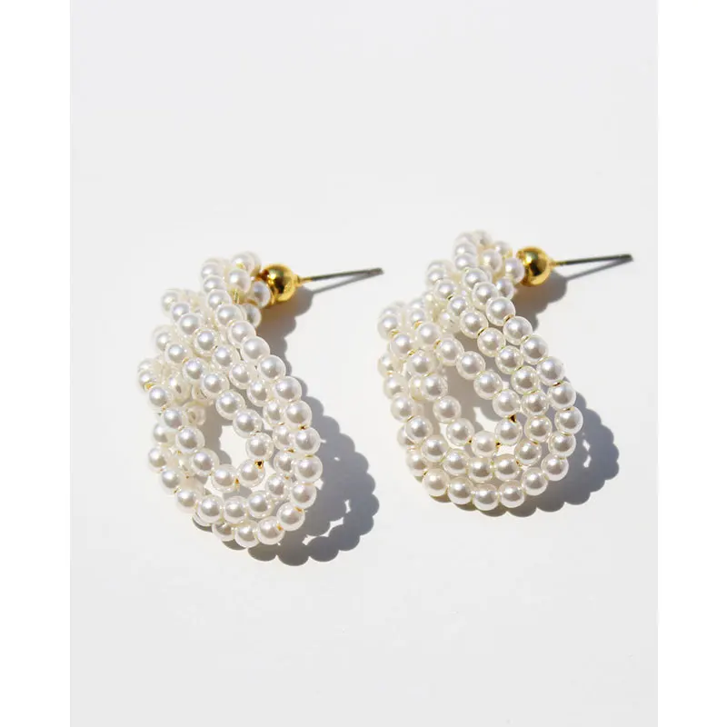 

Earrings for Women Gold Plated Filled Woman Earring Retro Vintage Beads Pearls Stud Earrings Wedding Gift Jewelry Bijouterie