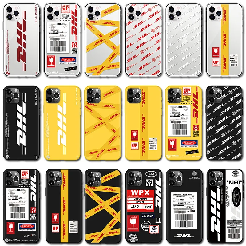 

DHL Hot Express 50th Anniversary Edition Label Case For iPhone 11 12 Pro X XS Max XR 5 5S SE 2 2020 6 6S 7 8 Plus TPU Back Cover