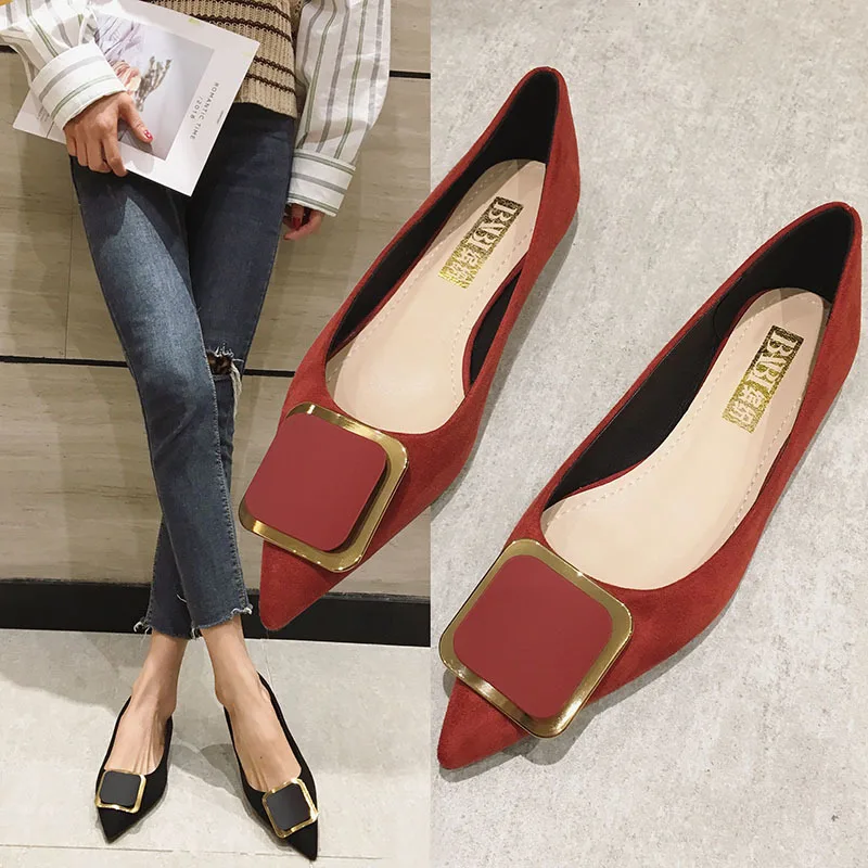 2022 New Spring and Autumn Flat Shoes Fashion Square Toe Fresh Color Office Ladies Shoes Loafers Ladies Flat Driving Shoes
