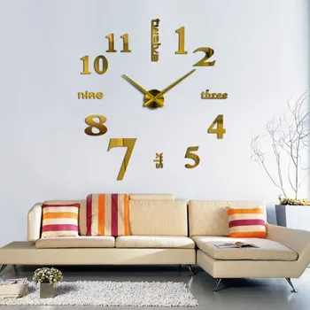 

Oversized Wall Clock, Art Clock, Mute Clock, Digital DIY Clock, 3D Mirror Sticker, Big Number Watch, Home Decoration