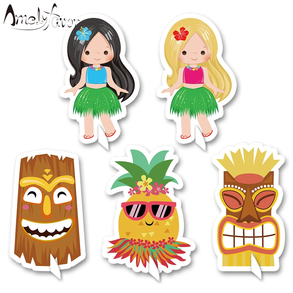 Hawaii Filles Theme Table Piece Maitresse Vacances D Ete Hula Anniversaire Fille Luau Ananas Decorations Fete Conteneur Fournitures Aliexpress