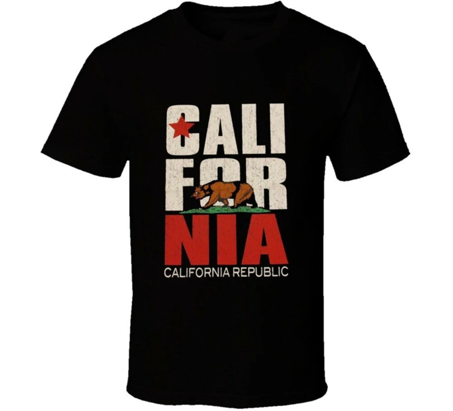California Cali Republic State Flag Bear T Shirt For Youth Middle-Age The Elder Tee | Мужская одежда