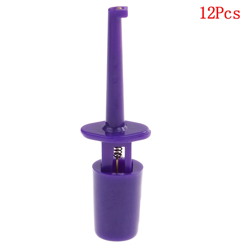 Purple 12pcs Мини 12 шт или 10 шт одиночный тестовый крюк зажим тестовый зонд для электронного испытания IC Grabber большой круглый крокодил зажим крюк с пружинным зажимом - Цвет: Purple 12pcs