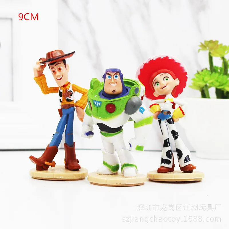 3pcs 9cm Игрушка "Дисней" История 4 мультяшная игрушечная фигурка древесный Базз Лайтер Джесси форки кукла Фигурка детский подарок - Color: 3pcs 9cm