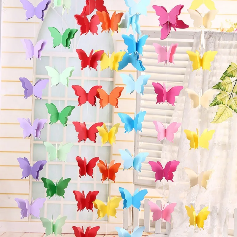 3D Butterfly Paper Garland Banner Birthday Party Baby Shower Wedding Decoration 2.8m