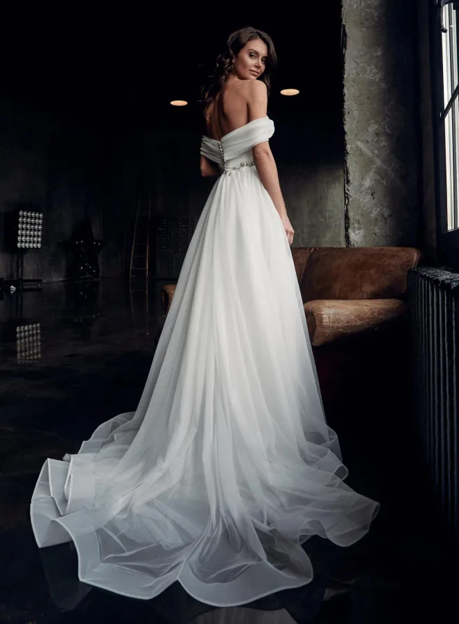 Eightale свадебное платье в стиле бохо, Милая Аппликация, ТРАПЕЦИЕВИДНОЕ плиссированное платье с открытыми плечами, изготовленное на заказ, свадебное платье с бисером, платье невесты