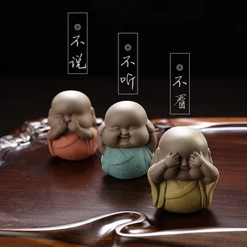 

Premium and Exquisite Painted Sand Pottery Mini-three Not Small Monks Shami Tea Favorite Desktop Decoration Personalize