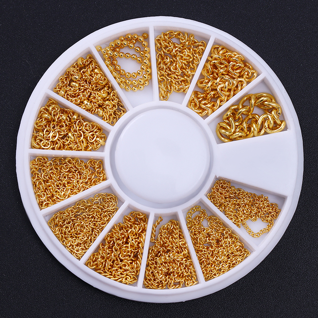 Gold Geometry Rivet Alloy Nail Studs Chameleon Stone Nail Rhinestone Small Irregular Beads 3D Nail Art Decoration In Wheel