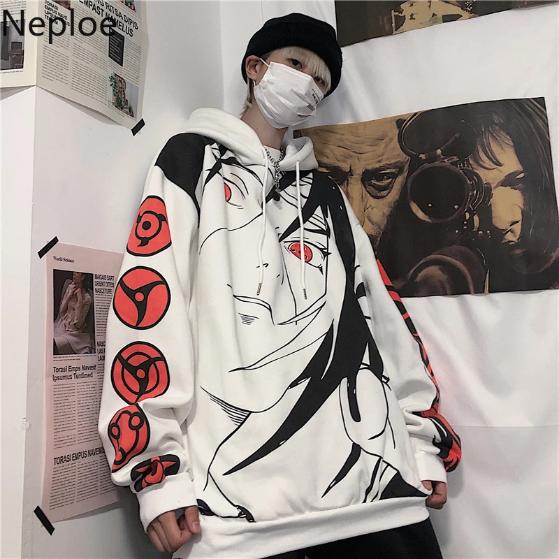 Neploe, мультяшный принт, пара свитеров, Осень-зима, корейский INS, с капюшоном, на шнуровке, толстовки, свободные, модные, для женщин и мужчин, топы 80401