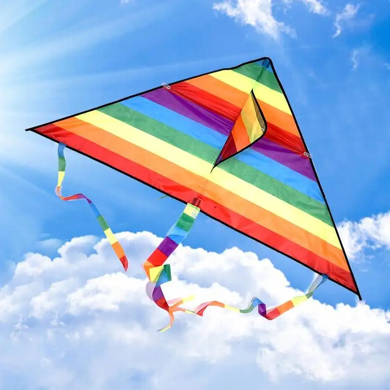 Children kite colorful rainbow kite long tail nylon flying H2R7 outdoor kit K4Y4 
