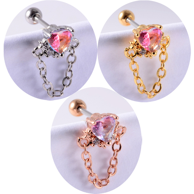 Colorful Crystal Ear Studs Cartilage Helix Lobe Conch Rook Piercing Screw Earrings Body Piercing Jewelry For Woman Ear Gift