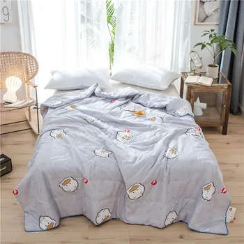 

Summer Quilted Blanket for Bed Washed Cotton Cartoon Kids Baby Thin Quilt Comforter Bedspread Double Bed Cover Coverlet Bedding