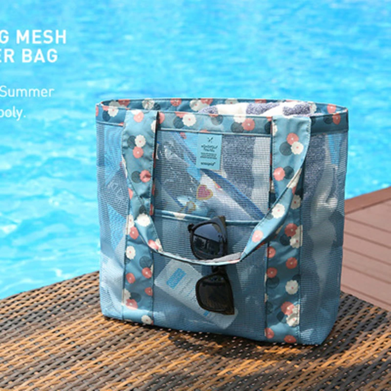 

New Fashion Outdoor Travel Beach Net Bag Large Capacity Multi-Function Shoulder Clothes Cosmetics Female Storage Bag