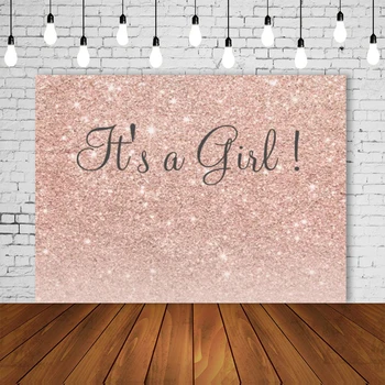 

pink glitter bokeh It's a girl backdrop kids 1st birthday party baby shower photo background wall table Decor banner SM-613