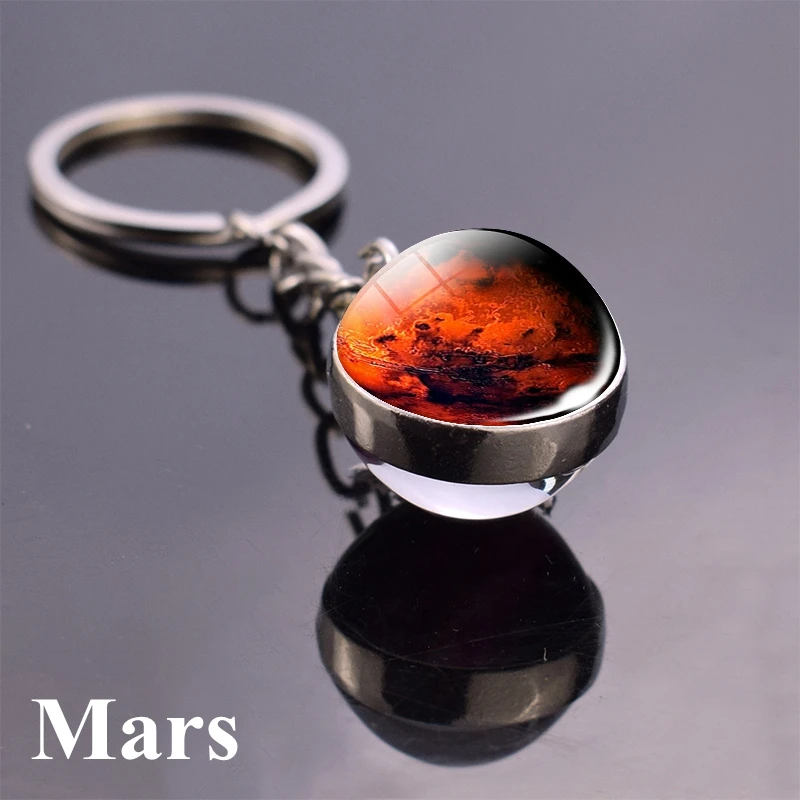 Горячая Прямая поставка солнечная система планета брелок луна земля солнце Марс художественное изображение двухстороннее стекло шар брелок кольцо - Цвет: size 4
