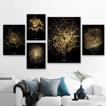 

Amsterdam Hong Kong Shanghai Toronto Tokyo City Light Map Art Canvas Poster Home Wall Decor (No Frame)