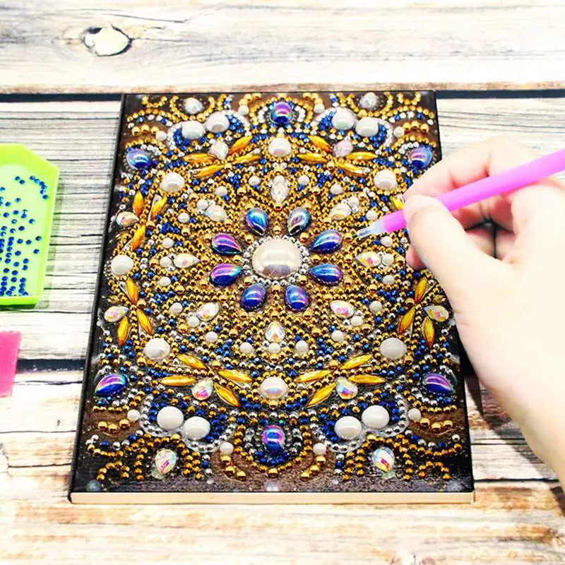 Diy Art Алмазный альбом для рисования дневник Полный Круглый Вышивка мозаикой из стразов A5 64 страницы сова с изображением павлиньей мандалы бабочки
