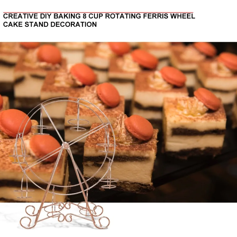 Stainless Steel Party Rotatable Pastry Cupcake Holder 8 Cups Supplies Cake Stand Ferris Wheel Kitchen Home