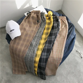 

2020 Plus Size M-5XL Sweatpants Plaid Pants Women Harajuku Streetwear Casual Stretch Trousers Korean Joggers