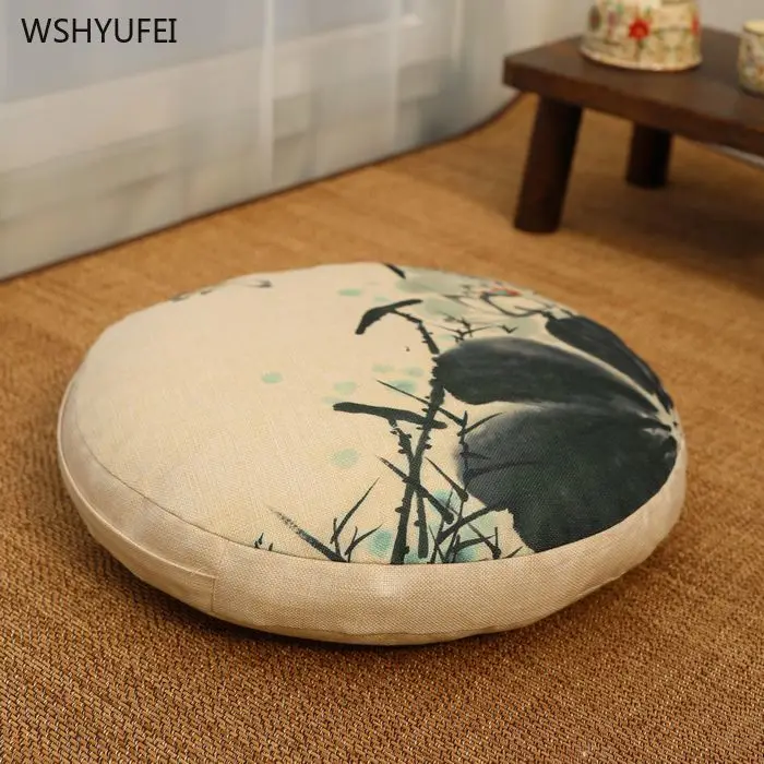 Подушка для медитации в китайском стиле с цветком лотоса подушка круглая