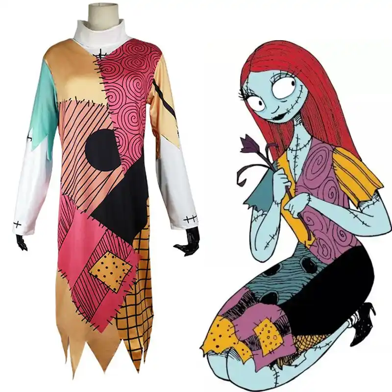 Dibujos Animados Anime La Pesadilla Antes De Navidad Cosplay Disfraz De Sally Las Mujeres Las Ninas Vestido Falda Trajes De Fiesta Halloween Disfraces Traje Disfraces De Anime Aliexpress