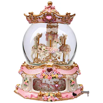 

Oversized Illuminated Carousel Crystal Ball Music Box Music Box Girl Birthday Gift
